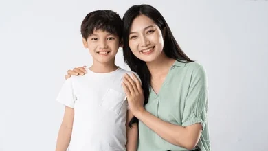 mom and son